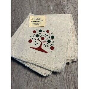 Alice's Country Cottage Fabric Stamped Cocktail Napkins Apple Tree Country NEW